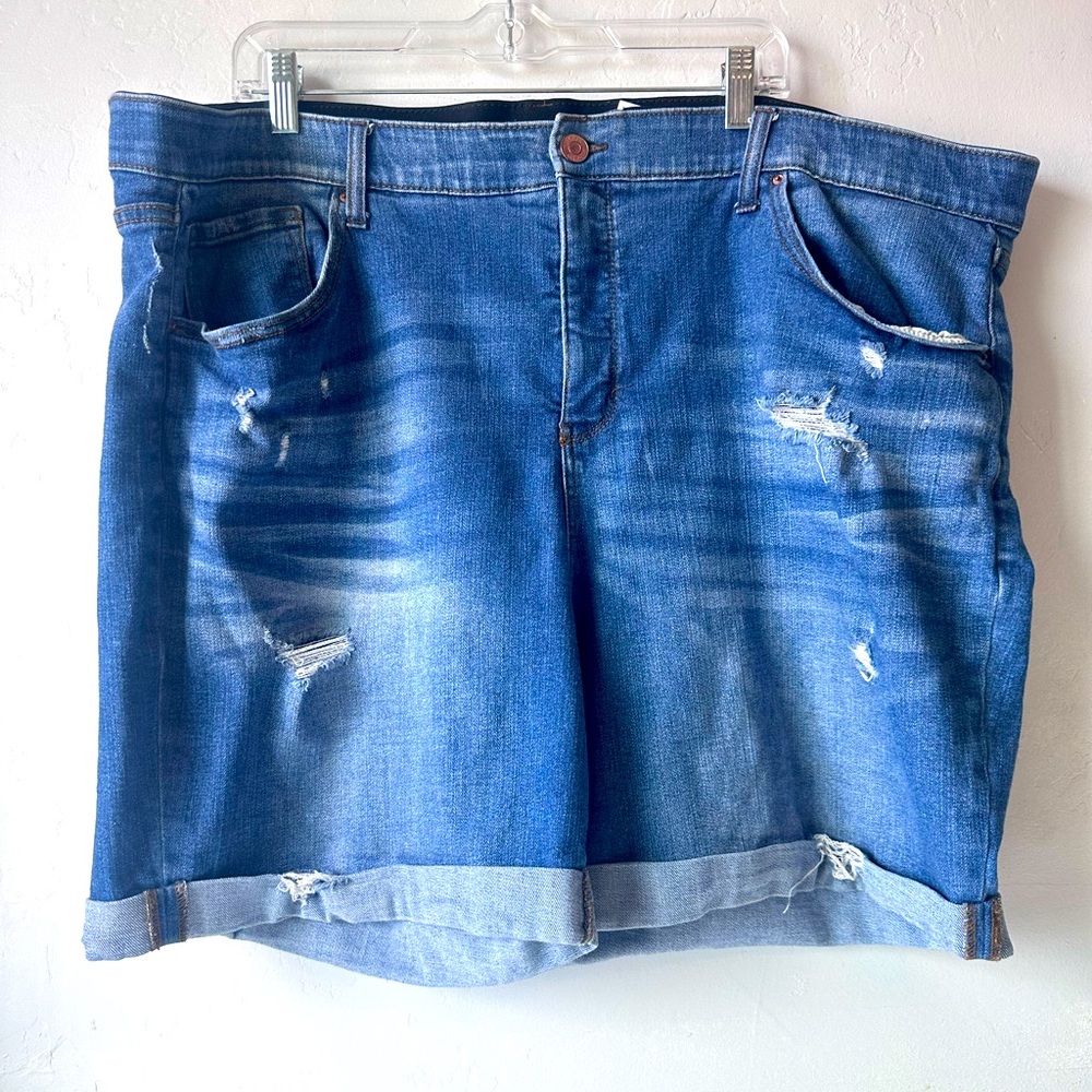 Women's Terra & Sky Distressed Stretch Denim Jean Shorts - Size 26W